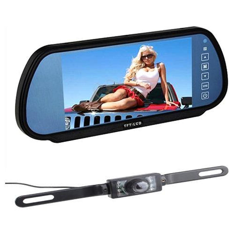 Image - 7" Inch Security 16:9 Color TFT LCD Wide Screen Car Rear View Backup Parking Mirror Monitor + Camera - Black